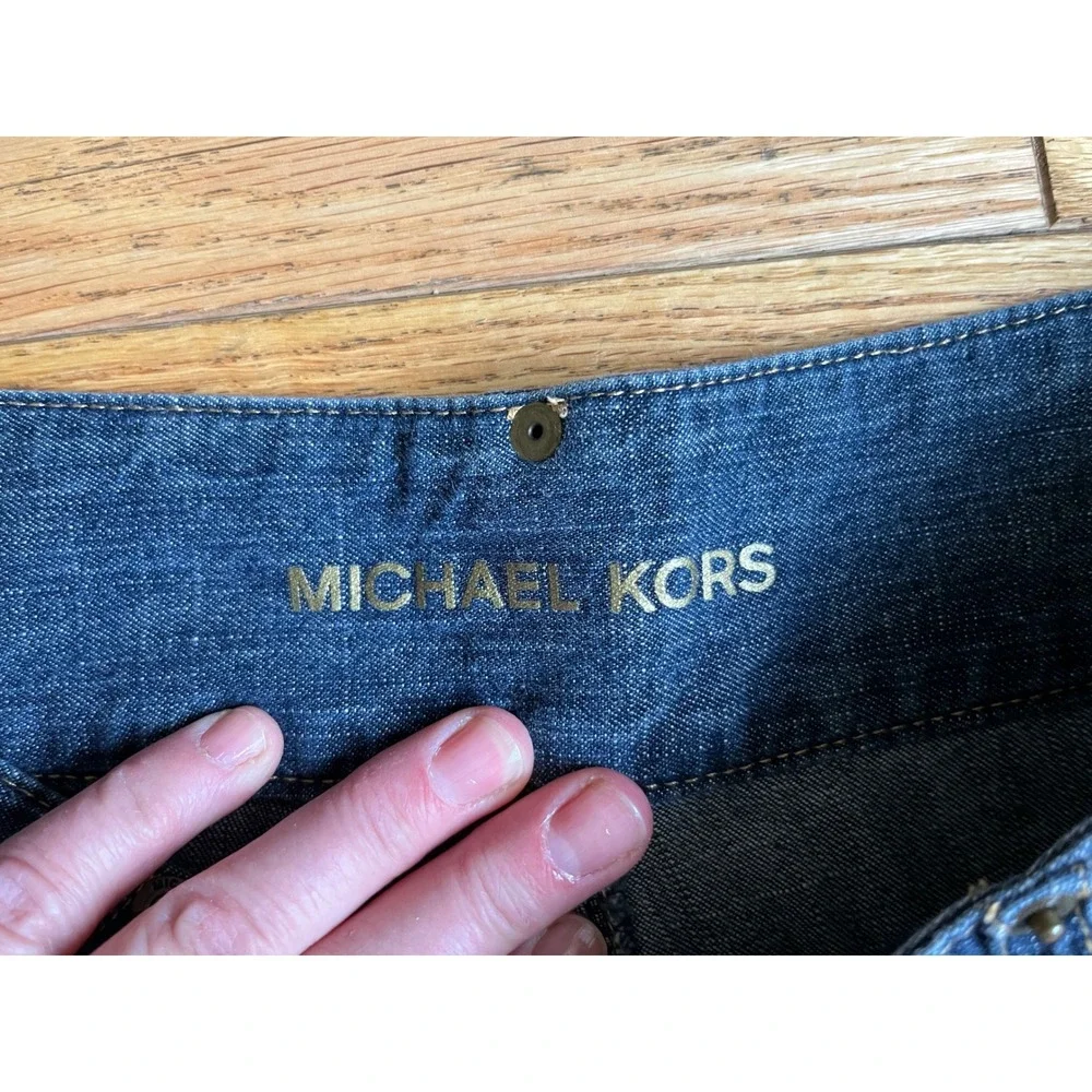 Michael Kors Y2K Dark Wash Wide Leg‎ Denim Trouser Jeans Size 6 Nautical Preppy